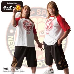 新日本プロレス×SOUL SPORTSコラボ　金ラメプリントショートパンツ　ブラック｜soul-sports