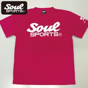 ドライメッシュ 吸汗速乾 半袖 Tシャツ SOULロゴ SOUL SPORTS ソウル ピンク njpw｜soul-sports