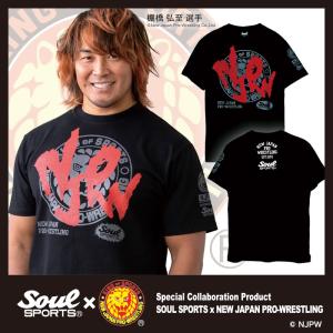 Tシャツ 新日本プロレス × SOUL SPORTS デカロゴ 半袖 ライオンマーク 黒 njpw｜soul-sports