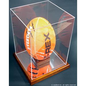 ラグビーボール展示用ケース・木製/UVカット・縦置き