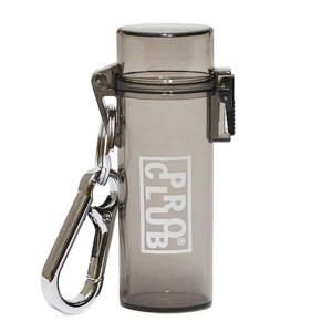 PRO CLUB プロクラブ ライターケース キーチェーン LIGHTER CASE KEYCHAIN 防水 プラスチック製 BIC カラビナ キーホルダー 半透明 シルバーロゴ｜soulstyle