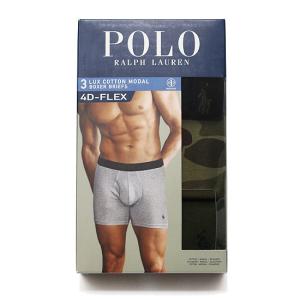 POLO RALPHLAUREN ポロ ラルフローレン 3枚セット アンダーウェア 下着 3P COTTON BLEND BOXER BRIEF メンズ ボクサーブリーフ ブラック オリーブ カモ S M L｜soulstyle