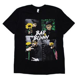 THREADS ON DEMAND スレッドオンデマンド バッドバニー 半袖Ｔシャツ ラップＴ BAD BUNNY FLORAL S/S TEE アーティスト ラッパー ブラック 黒 L XL XXL｜soulstyle