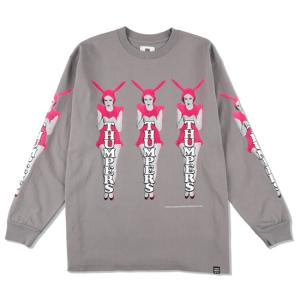 THUMPERS サンパーズ 長袖Tシャツ ロンT CANDY RABBIT L/S TEE ストリート ワイドシルエット プリント グレー M L XL｜soulstyle