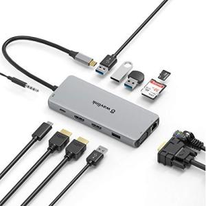 WAVLINK USB Type-C ハブHDMI4K出力 12-in1 多機能アダプタ ミニドッキングステーション 2USB2.0/LANポートRJ45（1000Mb