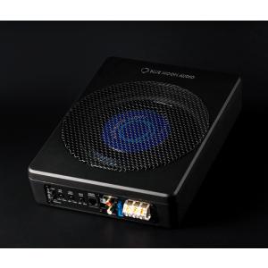 ブルームーンオーディオ PSW200 8インチ パワードサブウーファー 超薄型シート下設置 AB級アンプ内蔵 最大150W 高剛性アルミボディ 車載用重低音
