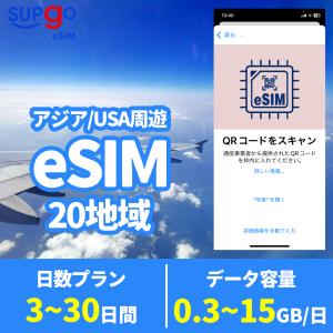 eSIM アジア20地域 日本 中国 アメリカ オーストラリア ニュージーランド 1GB~15GB 高速 3日間~30日間 プリペイドeSIM simカード