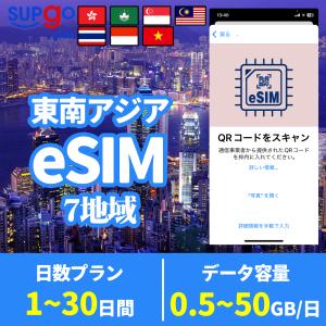 eSIM 東南アジア8地域 香港 マカオ インドネシア マレーシア タイ シンガポール ベトナム カンボジア 1GB~ 50GB 1日間~30日間