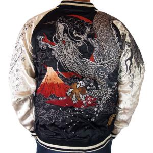 スカジャン 龍と黒豹刺繍 日本製本格刺繍のスカジャン : takafuku1915