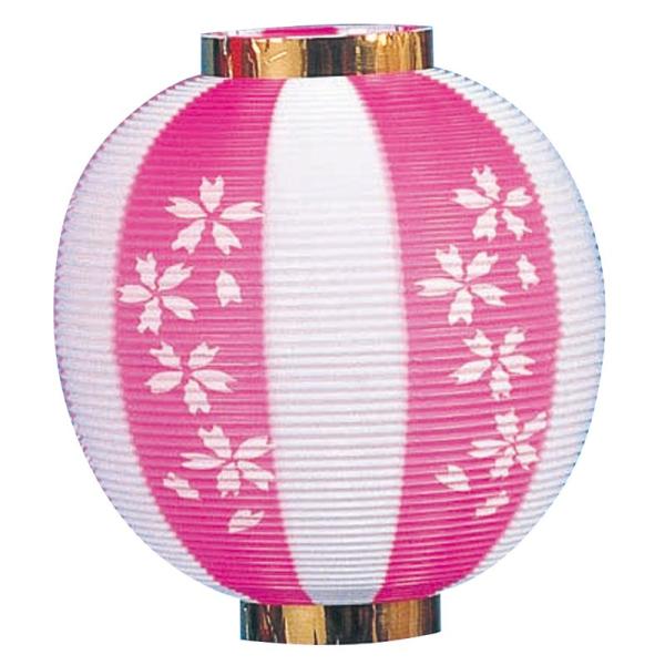 ポリ尺丸提灯 「桜柄」 H31×W27cm ／ 春 飾り付け 和風さくら 装飾 デコレーション お花...