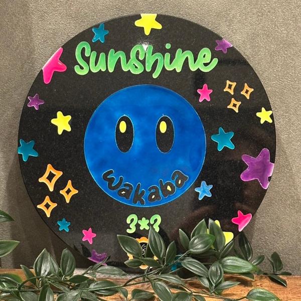 【小】★レジンアート仕上げ★お名前オーダースマイルSmile『sunshine』　オリジナル　オーダ...