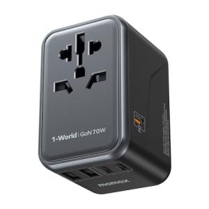 【70W 急速充電】MOMAX 変換プラグ PD 70W GaN 海外用 6台同時充電 3*USB-C PD & 2*USB-A QC &1*ACコンセント 海外コンセント C/BF/O/Aタイプ マルチ