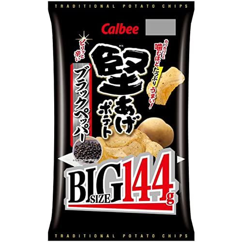 カルビー 堅あげポテトBIGブラックペッパー 144g×12袋 大容量 たっぷり パーティー おやつ...