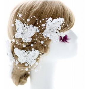 ビジュー 蝶々 バレッタ 髪飾り ヘア アクセサリー コサージュ