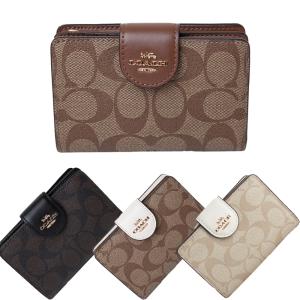 コーチ COACH 二つ折り財布 ラグジュアリー シグネチャー PVC レザー