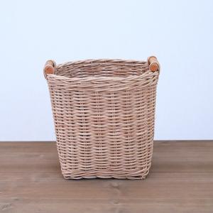 ラタン木製カゴ バスケット スクエアポット イ...の詳細画像1