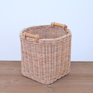 ラタン木製カゴ バスケット スクエアポット イ...の詳細画像2