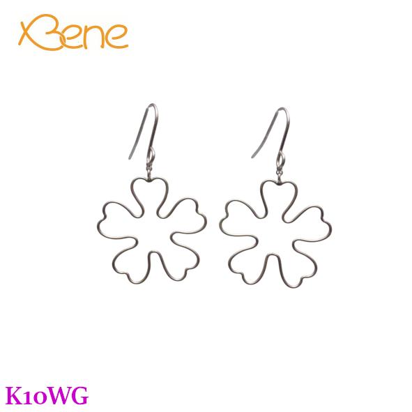 K10WG　フラワー　フックピアス　　ホワイトゴールド　花　　可愛い　おしゃれ　プレゼント