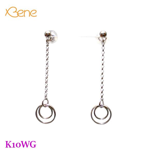 K10WG　2連リング　スタッドタイプ　ピアス