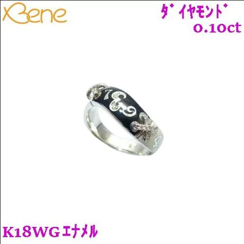 K18WG　ダイヤモンド　0.10ct　エナメル白黒　リング