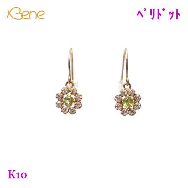 K10　フラワー　ペリドット　ピアス