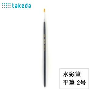 takeda 水彩筆 赤ナイロン 平筆 2号 1本入り ( ナイロン