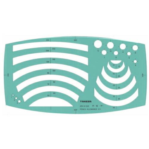 takeda テンプレート 円弧定規 半径1〜500mm　板寸法125×225×1.0mm　インクエ...