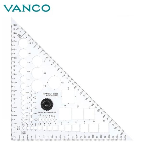 バンコ 三角定規型テンプレート 34822 建築士試験 動かしやすく回転させやすい つまみ付き縮尺1...