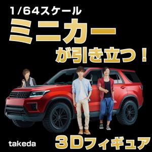 ミニカー 人形 1/64 3人組 3D 1/6...の詳細画像1