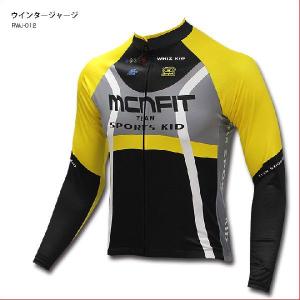 売り切りセール　mcn サーモサイクルジャージ（裏起毛プリントジャージ、秋冬用長袖サイクルジャージ、自転車用ロングスリーブウインター）Black&Yellow｜sp-kid