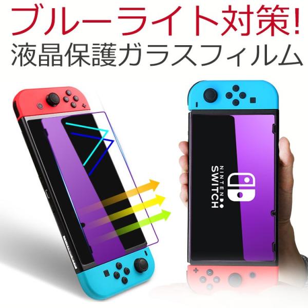 Nintendo ニンテンドー Switch スイッチ 保護フィルム ガラスフィルム ブルーライトカ...
