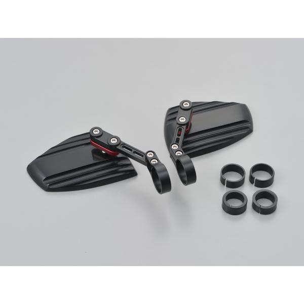 数量限定特価！HIGHSIDERハイサイダー バーエンドミラー ウェーブ ブラック/レッド デイトナ...