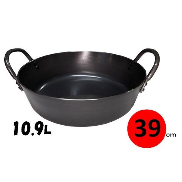 黒鉄　厚板揚げ鍋 ＩＨ対応 3９ｃｍ（10.9Ｌ）板厚3.2ｍｍ