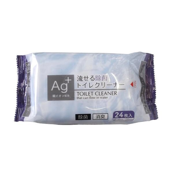 宇和特紙　除菌　流せるトイレクリーナー　Ａｇ＋　２４枚入り　【除菌おそうじシート】