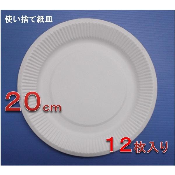 紙皿　ホワイト　２０ｃｍ　１２枚入り　【使い捨て紙皿　ペーパープレート】