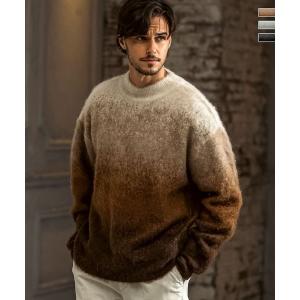 AKM Contemporary エイケイエムコンテンポラリー グラデーションモヘアクルーネックニット メンズ