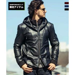 AKM Contemporary エイケイエムコンテンポラリー レイヤードレザーフードジャケット メ...