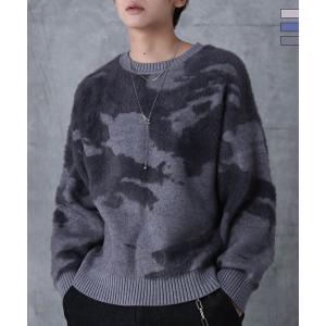 Confirm コンファーム アブストラクト柄 モヘアライク クルーニット プルオーバー ユニセック...