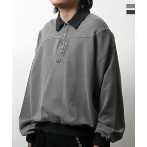 ILL'S イルズ 裏毛 グランジ加工 ポロスウェット ユニセックス メンズ レディース おしゃれ ...