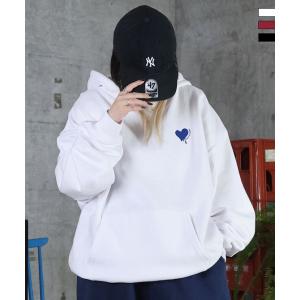 ILL'S イルズ 裏起毛 ハートワンポイント刺繍パーカー　ユニセックス メンズ レディース