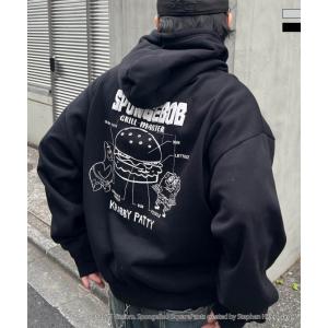 ILL'S イルズ SPONGE BOB スポンジボブ バックプリント プルパーカー ユニセックス ...