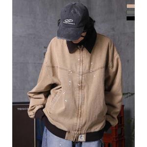 ILL’S イルズ ビッグシルエット ヴィンテージ加工 バイカラーショートブルゾン メンズ レディー...