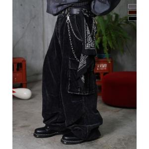 ILL'S イルズ バレル グランジ風洗い コーデュロイ カーゴパンツ ユニセックス メンズ レディース