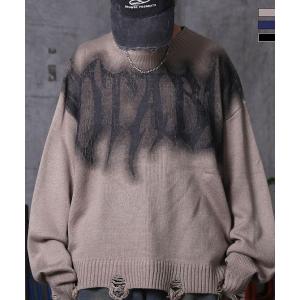 ILL'S イルズ ダメージ加工 グラフティアート ニット ユニセックス メンズ レディース