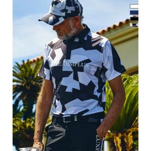LUXEAKMPLUS リュクスエイケイエムプラス ゴルフ フロントロゴ 半袖 ポロシャツ メンズ おしゃれ かっこいい ブランド ゴルフウェア スポーツウェア GOLF