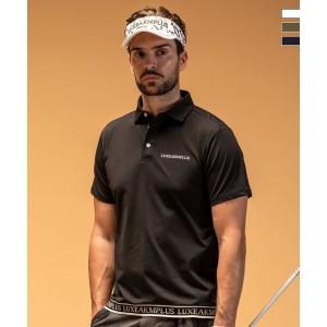 LUXEAKMPLUS リュクスエイケイエムプラス ゴルフ ヘムロゴ半袖ポロシャツ 吸水速乾 UVカット メンズ ゴルフウェア スポーツウェア GOLF