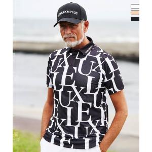 LUXEAKMPLUS リュクスエイケイエムプラス ゴルフ 総柄半袖ポロシャツ 吸水速乾 メンズ ゴルフウェア スポーツウェア GOLF