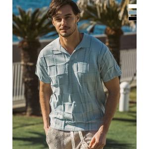 LUXEAKMPLUS リュクスエイケイエムプラス ゴルフ ストライプブロックニット半袖ポロシャツ メンズ ゴルフウェア スポーツウェア GOLF