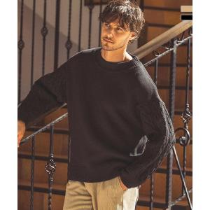 LUXEAKMPLUS リュクスエイケイエムプラス ゴルフ ケーブルスリーブクルーネックニット メン...