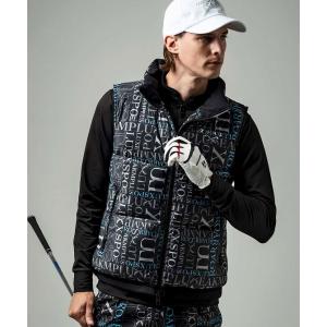LUXEAKMPLUS×roar リュクスエイケイエムプラス ゴルフ 総柄ロゴ 中綿 ベスト アウター メンズ おしゃれ かっこいい ブランド ゴルフウェア スポーツウェア GOLF